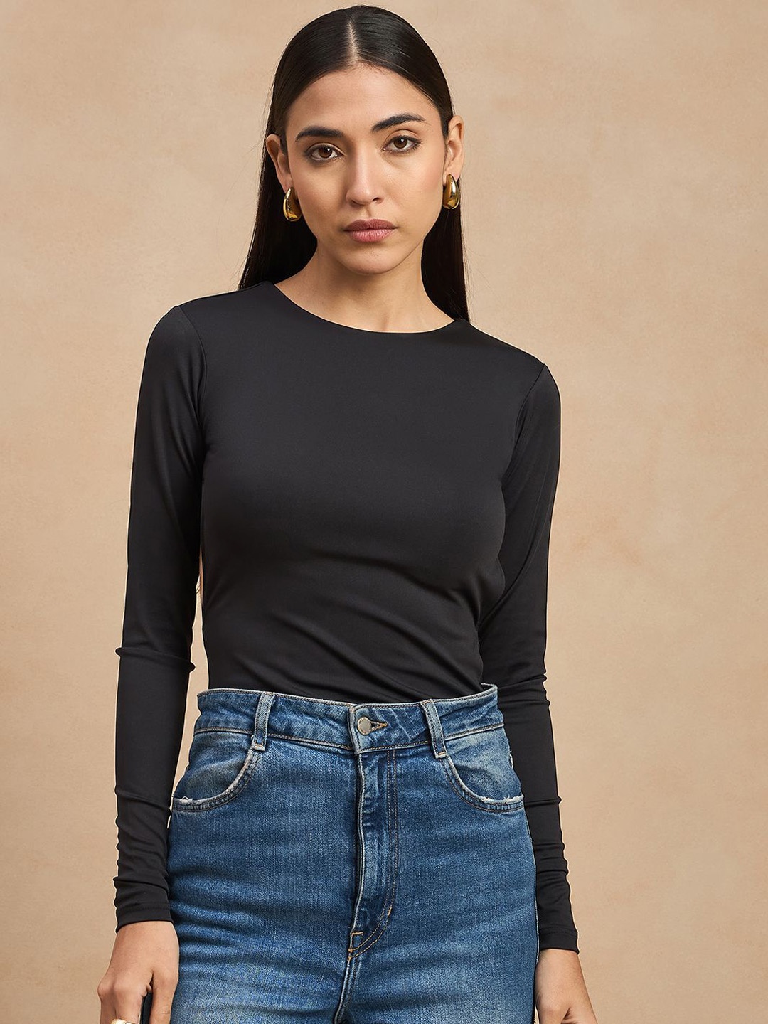 

COLOR CAPITAL Women Cut-Out Bodysuit, Black
