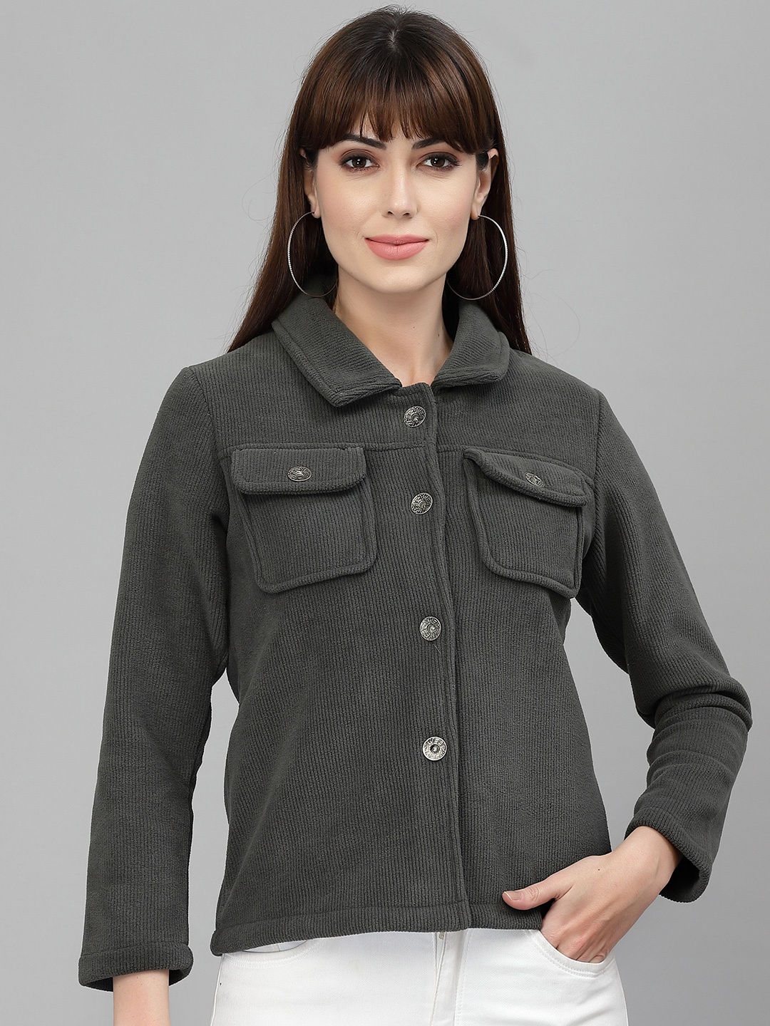 

Chemistry Women Solid Velour Tailored Jacket, Grey