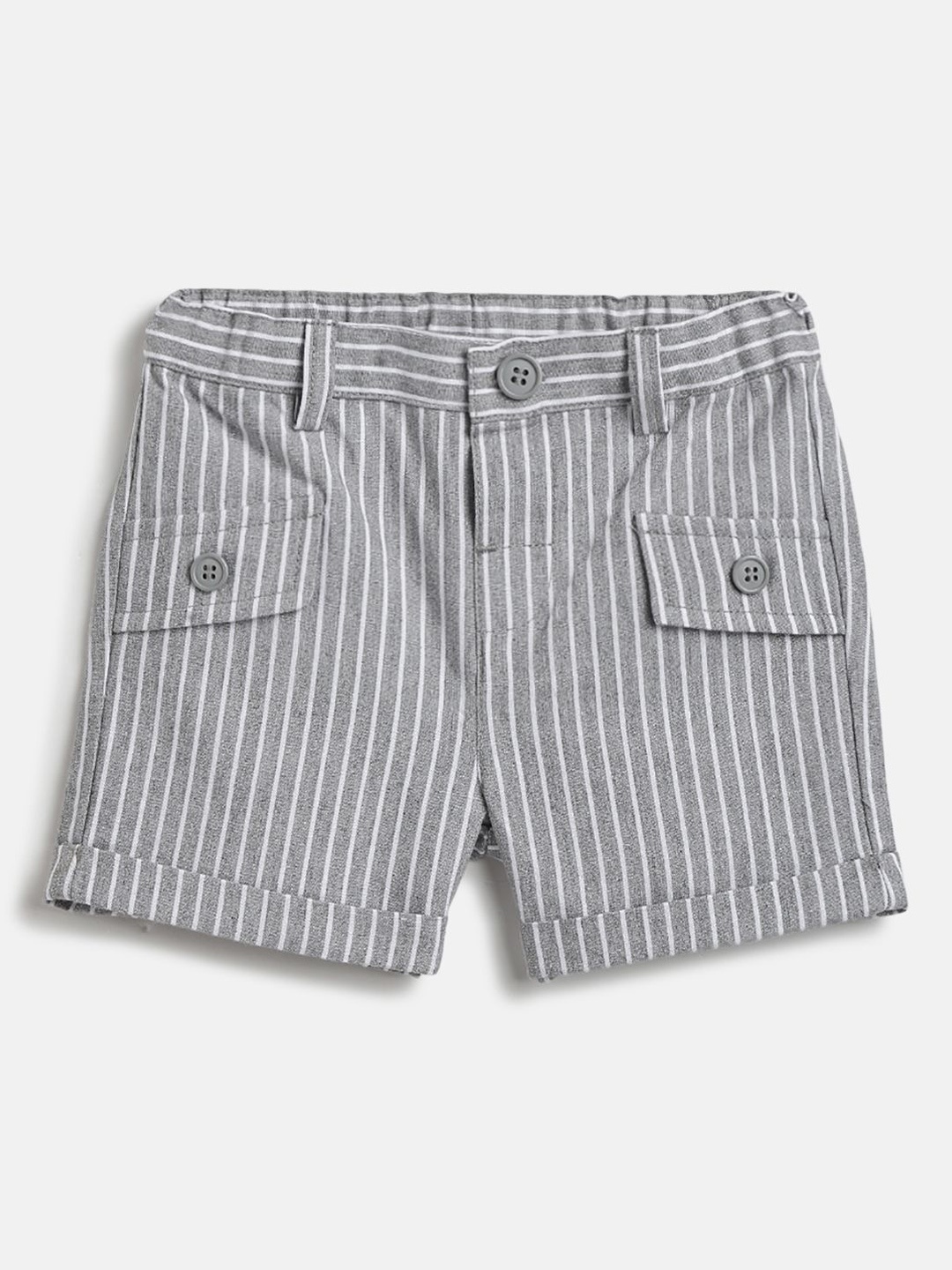 

Chicco Boys Cotton Mid-Rise Striped Technology Shorts, Grey