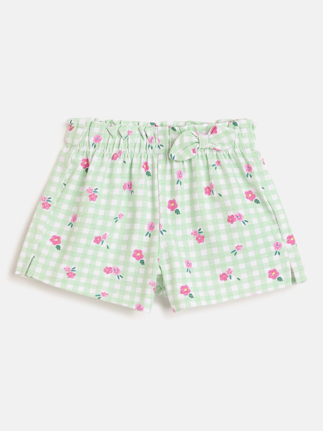 Chicco Girls Checked Regular Fit Shorts, Green