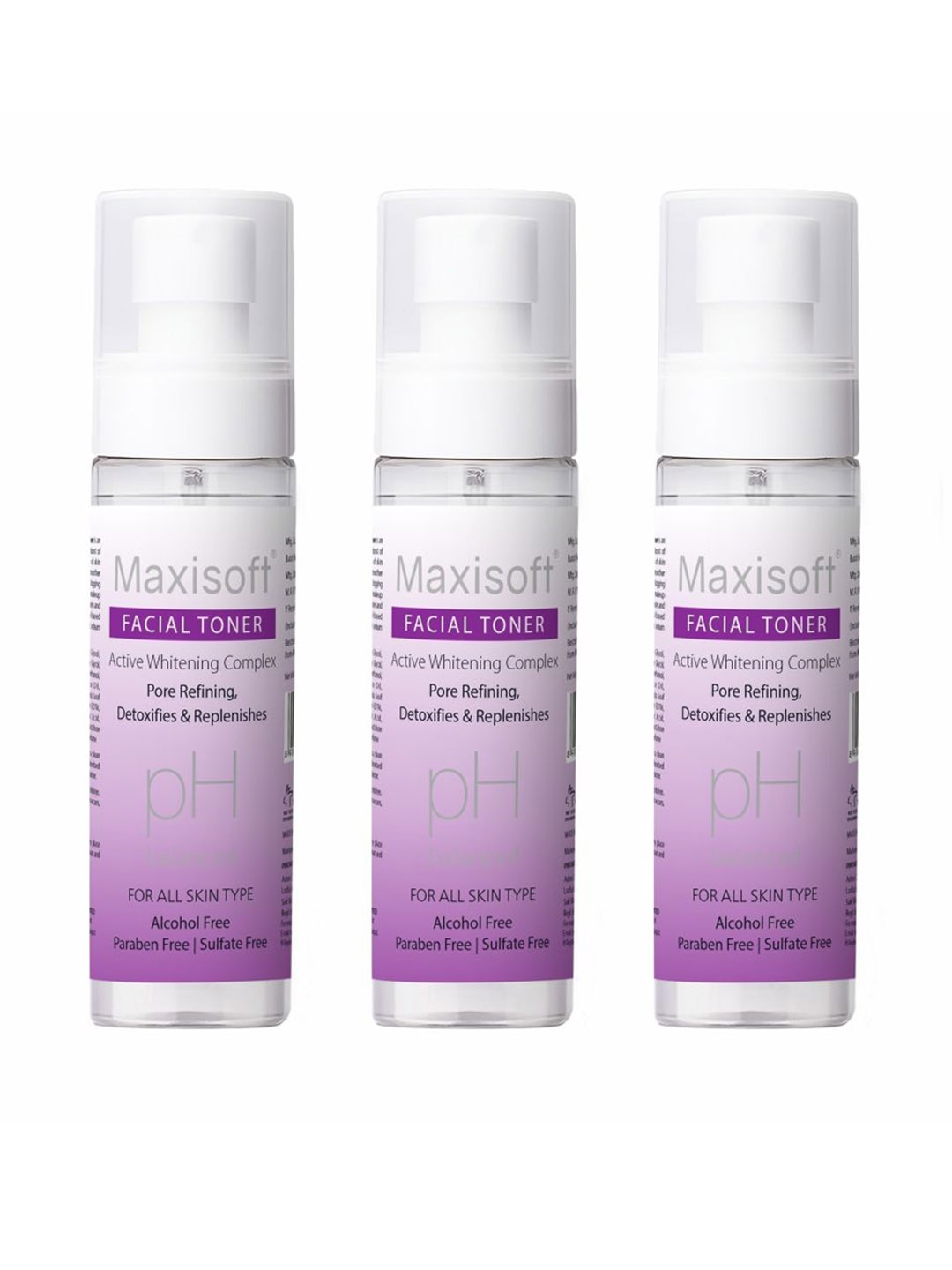 

Maxisoft Set Of 3 Facial Toner With Niacinamide - 100 ml Each, White