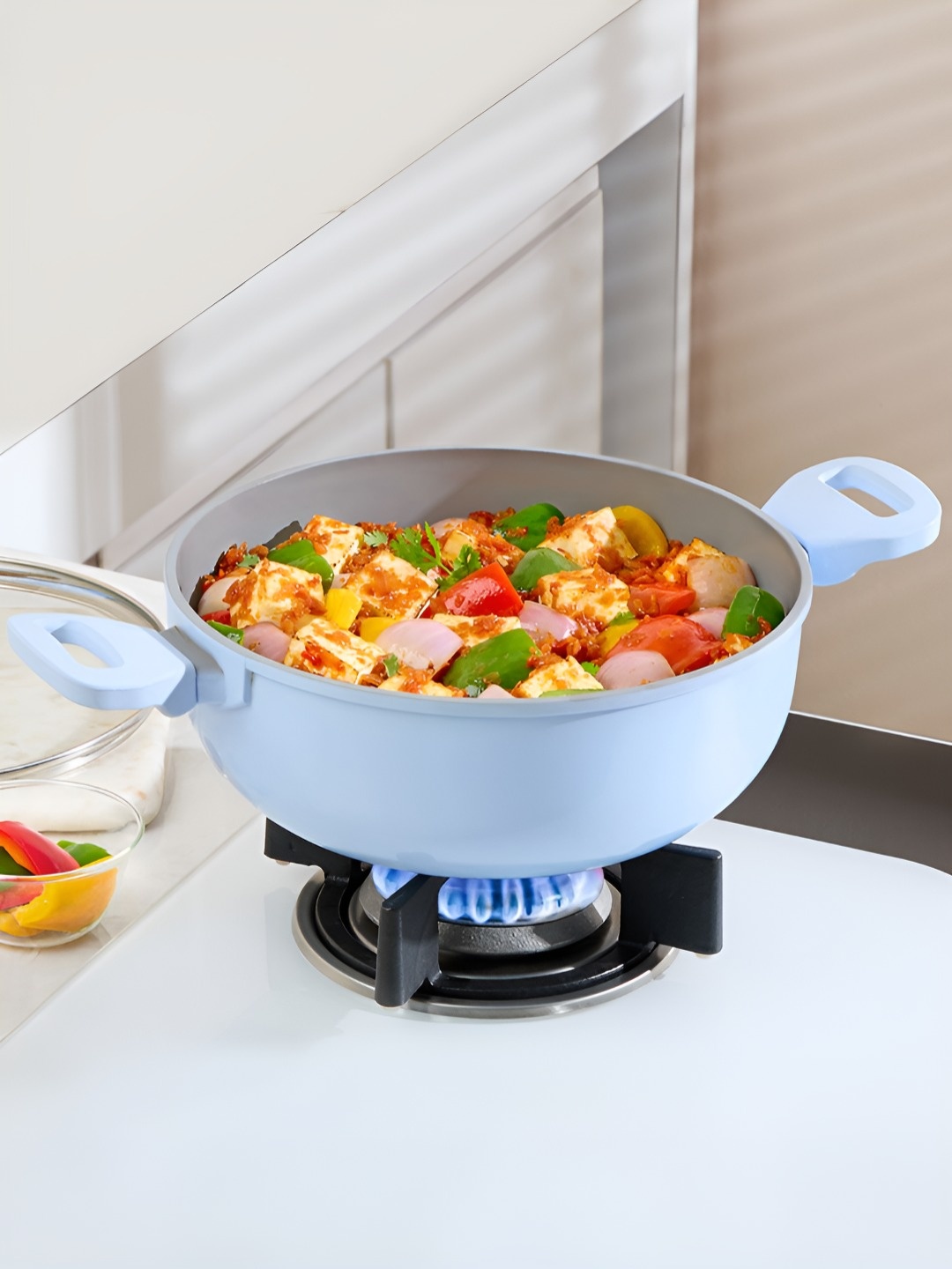 

BOROSIL Vajra Blue Dishwasher Safe Ceramic Kadhai and Wok-3.6 L