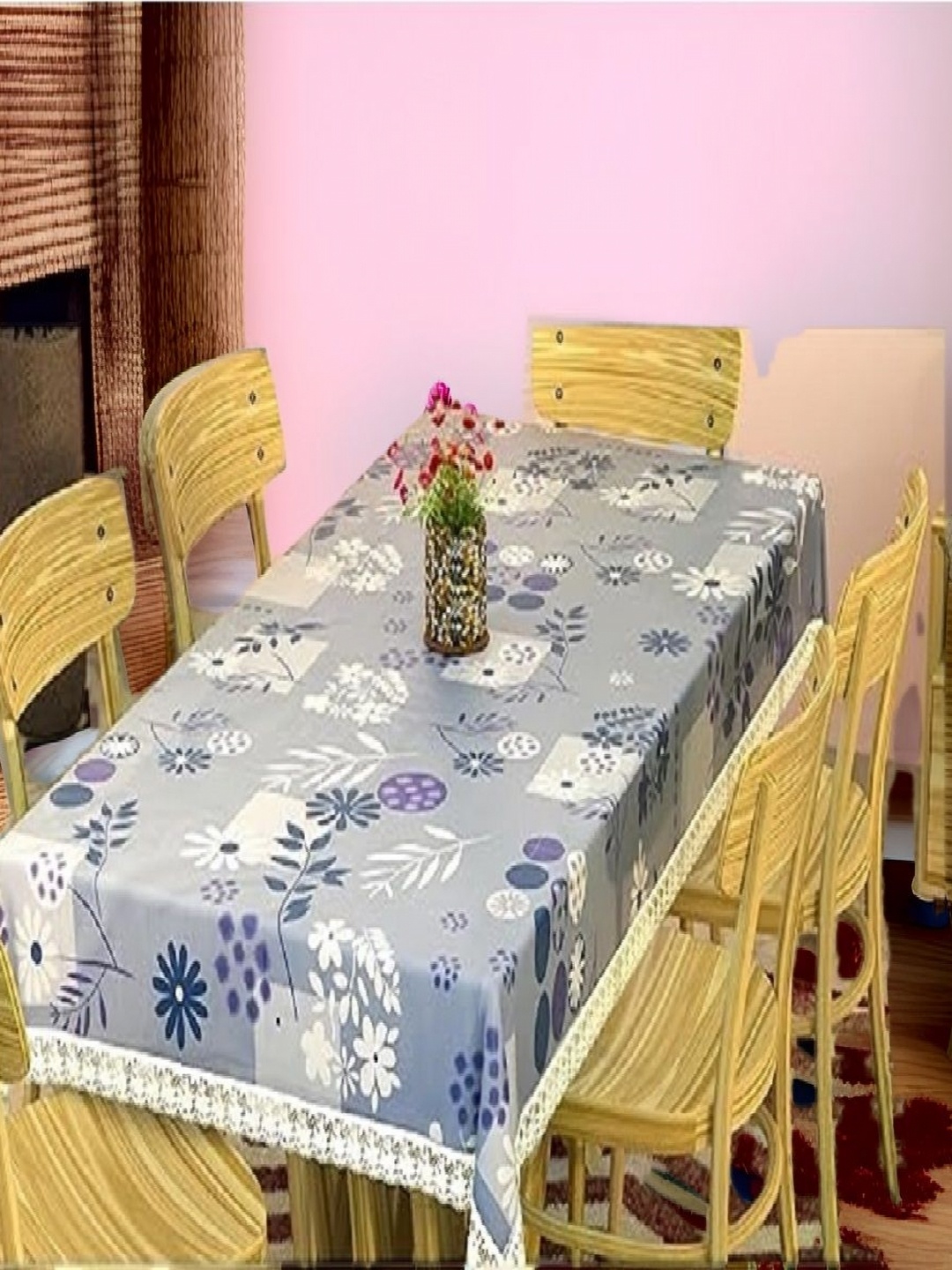 

REVEXO Blue & White Floral Printed Rectangle 4-Seater Table Covers