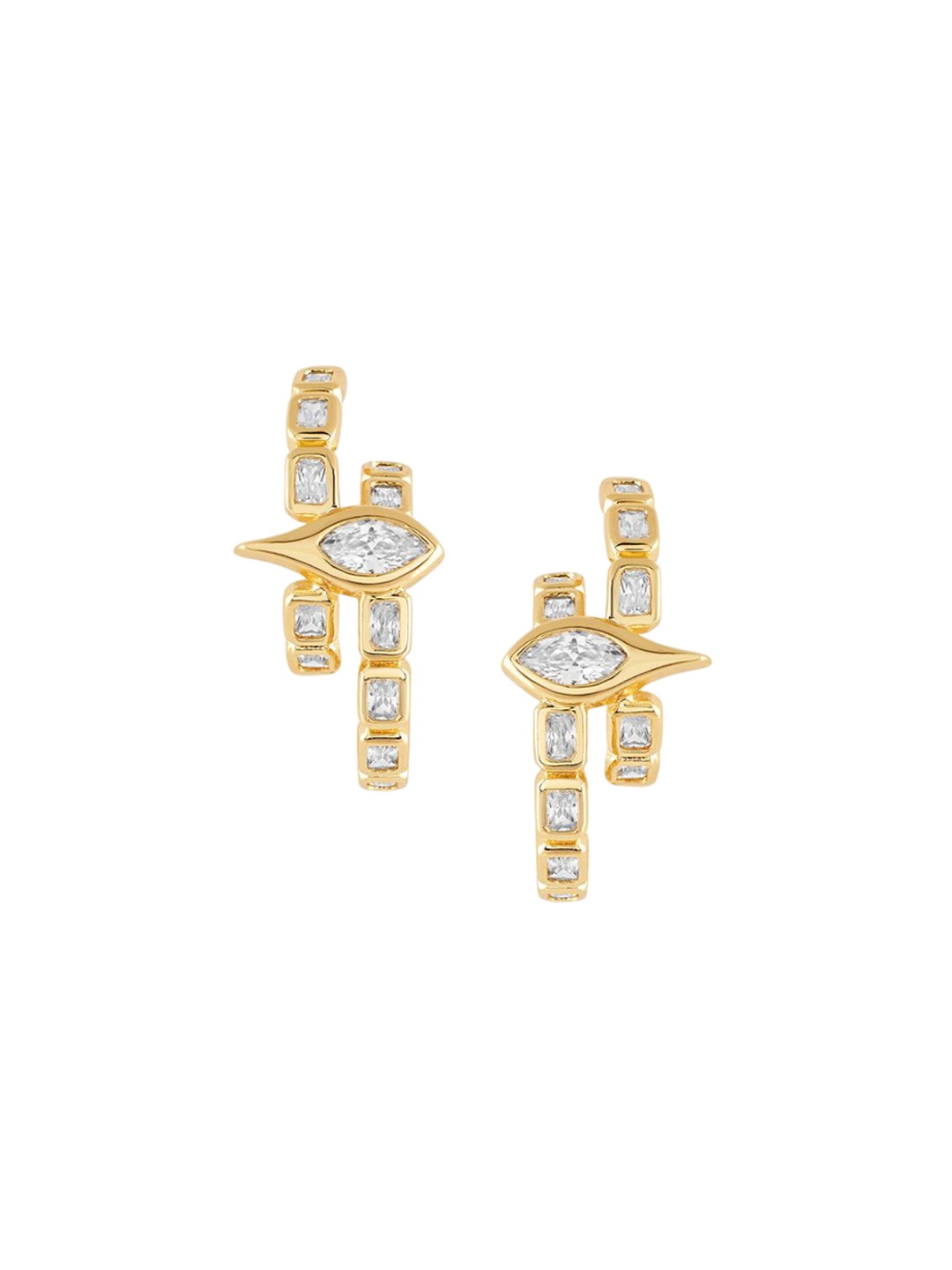 

Isharya 18KT Gold Plated CZ-Studded Contemporary Tennis Eye Double Hoop Earrings