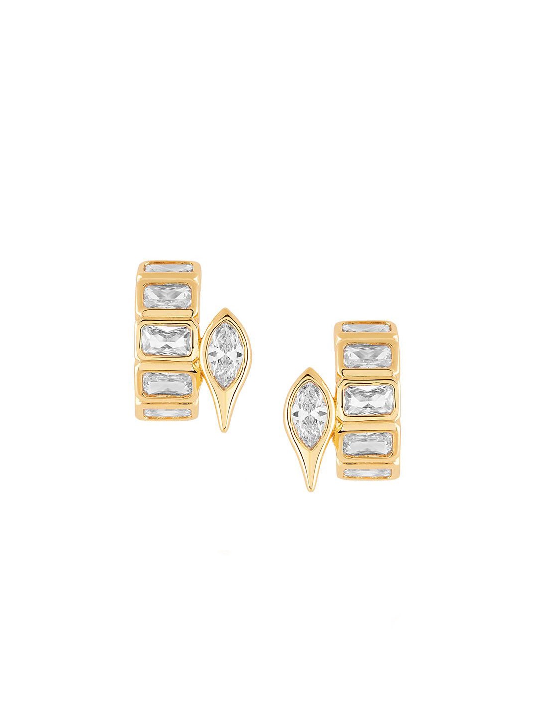 

Isharya 18KT Gold Plated CZ-Stone Studded Contemporary Tennis Girlie Huggie Hoop Earrings