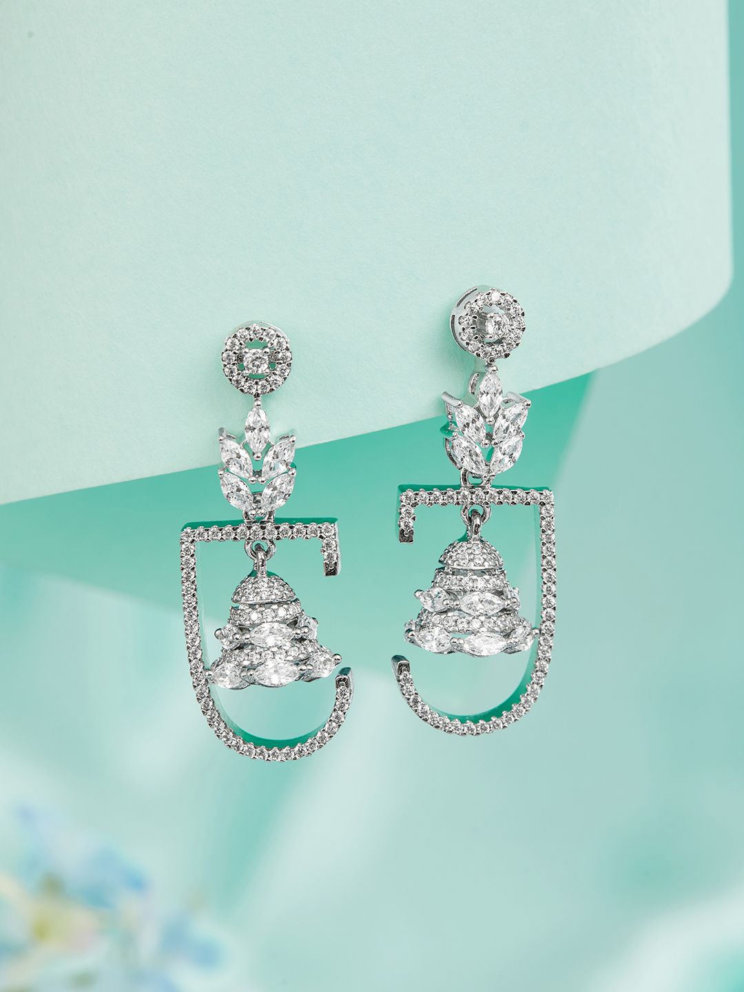 

SARAF SILVERETZ 925 Sterling Silver Contemporary Jhumkas Earrings