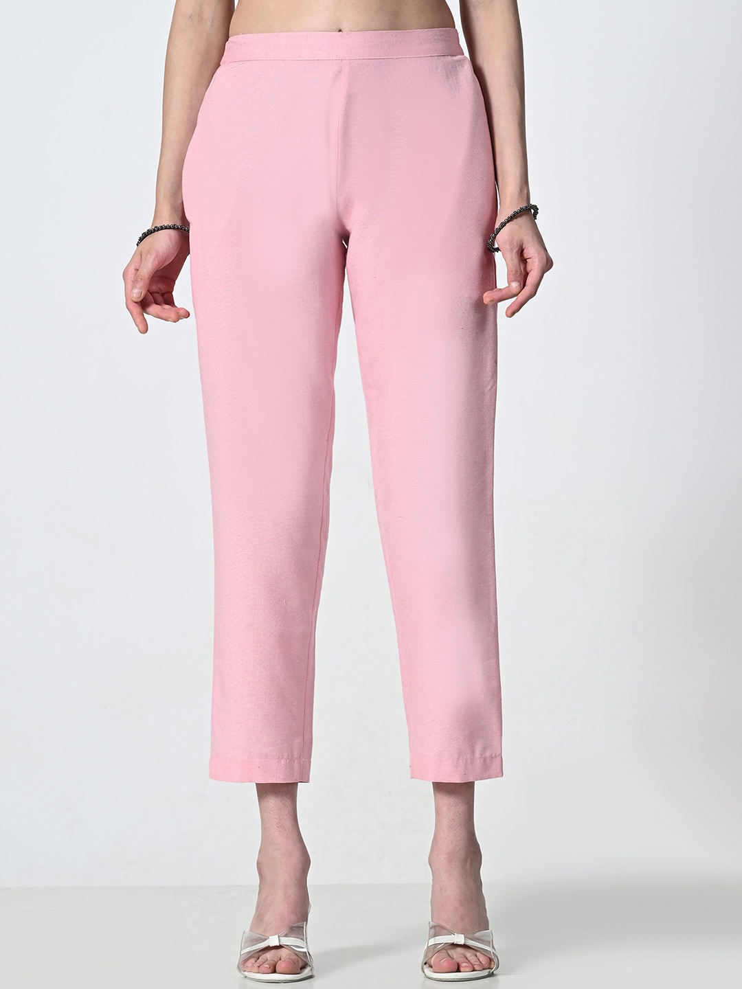 

BAESD Women Smart Straight Fit Trousers, Pink