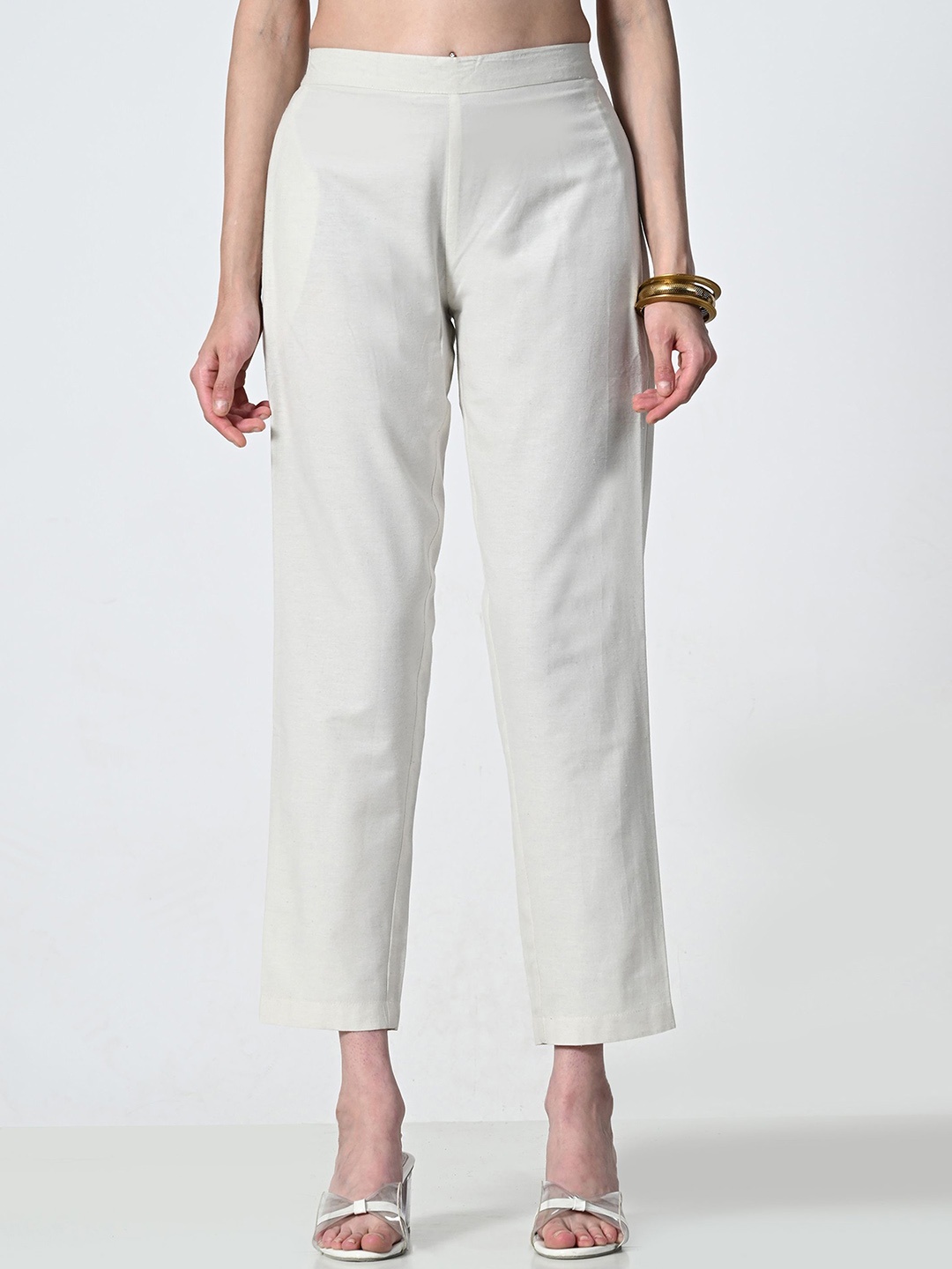

BAESD Women Smart Straight Fit Trousers, White