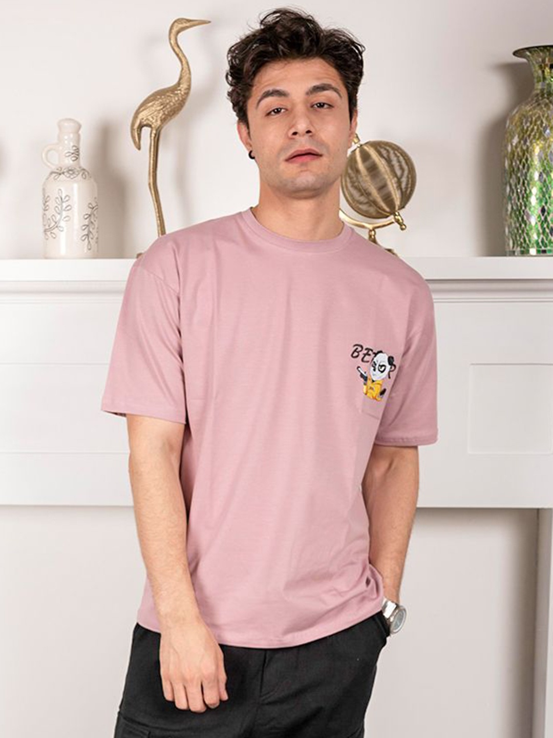 URBAN INDY Men Typography Printed T-shirt, Pink
