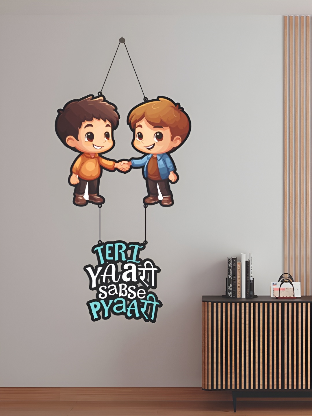 

CVANU Brown & Black Typography Printed Wooden Hanging Wall Decor