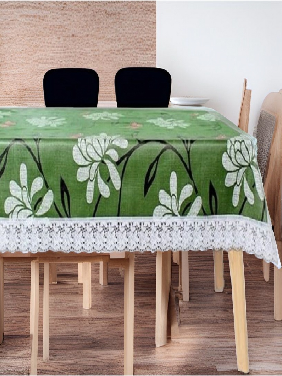 

REVEXO Green & White Floral Printed Rectangle 4-Seater Table Cover