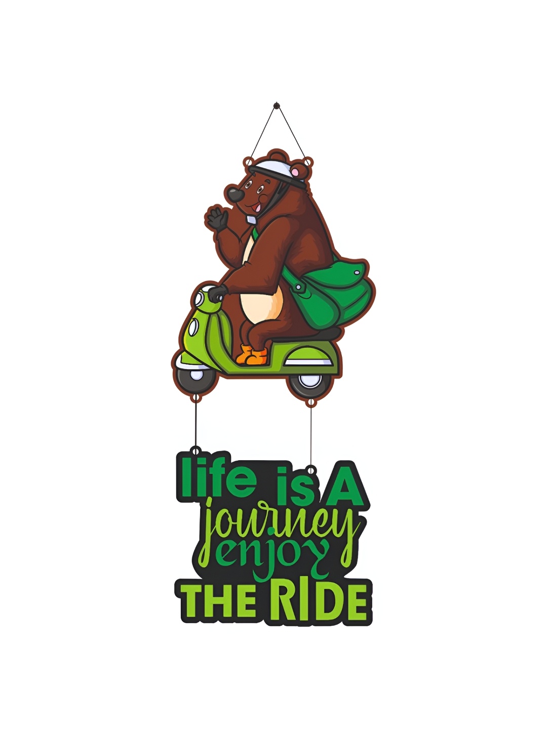 CVANU Green & Brown Typography Printed Wooden Hanging Wall Decor