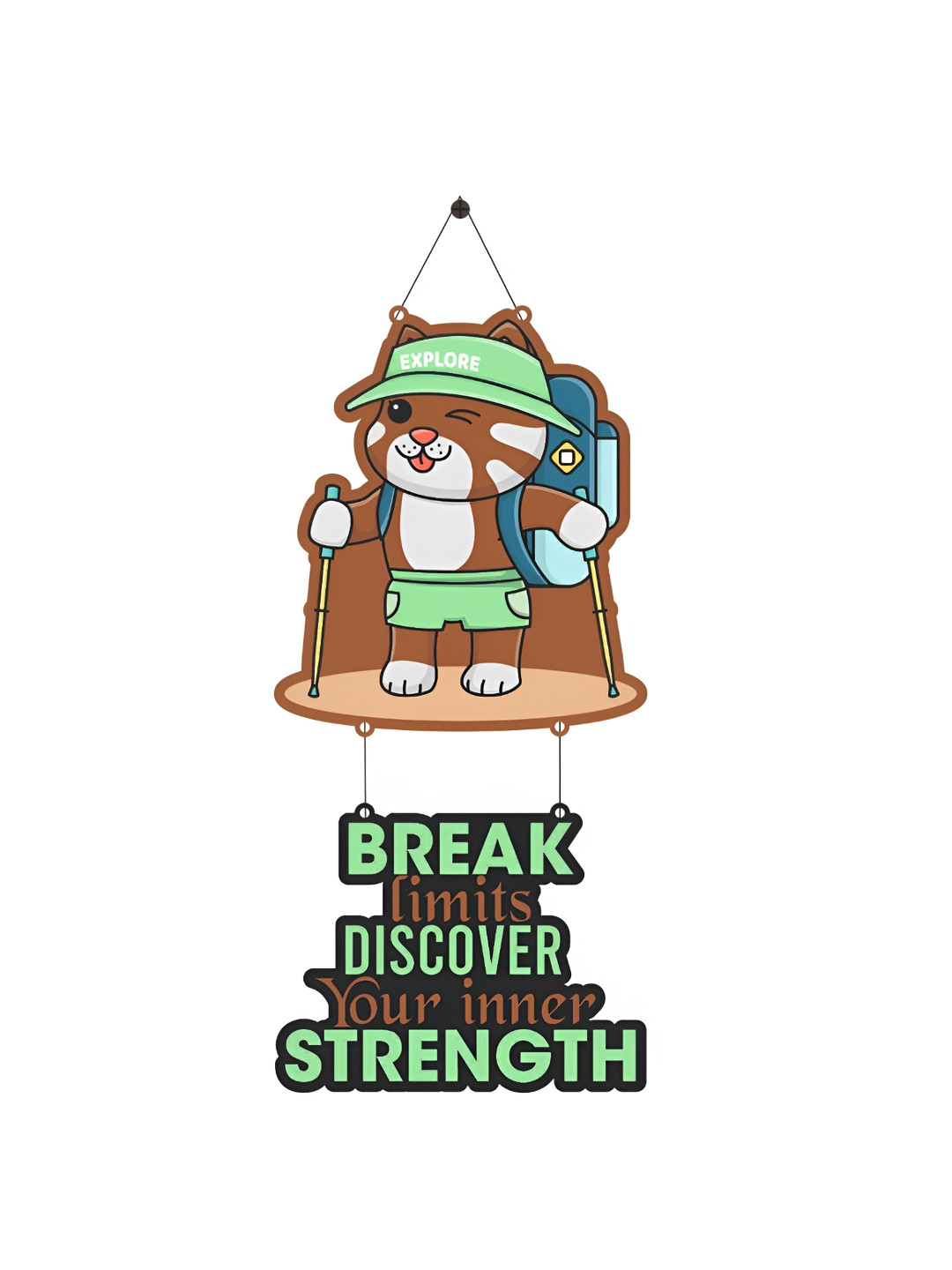 

CVANU Brown & Green Typography Printed Wooden Hanging Wall Decor
