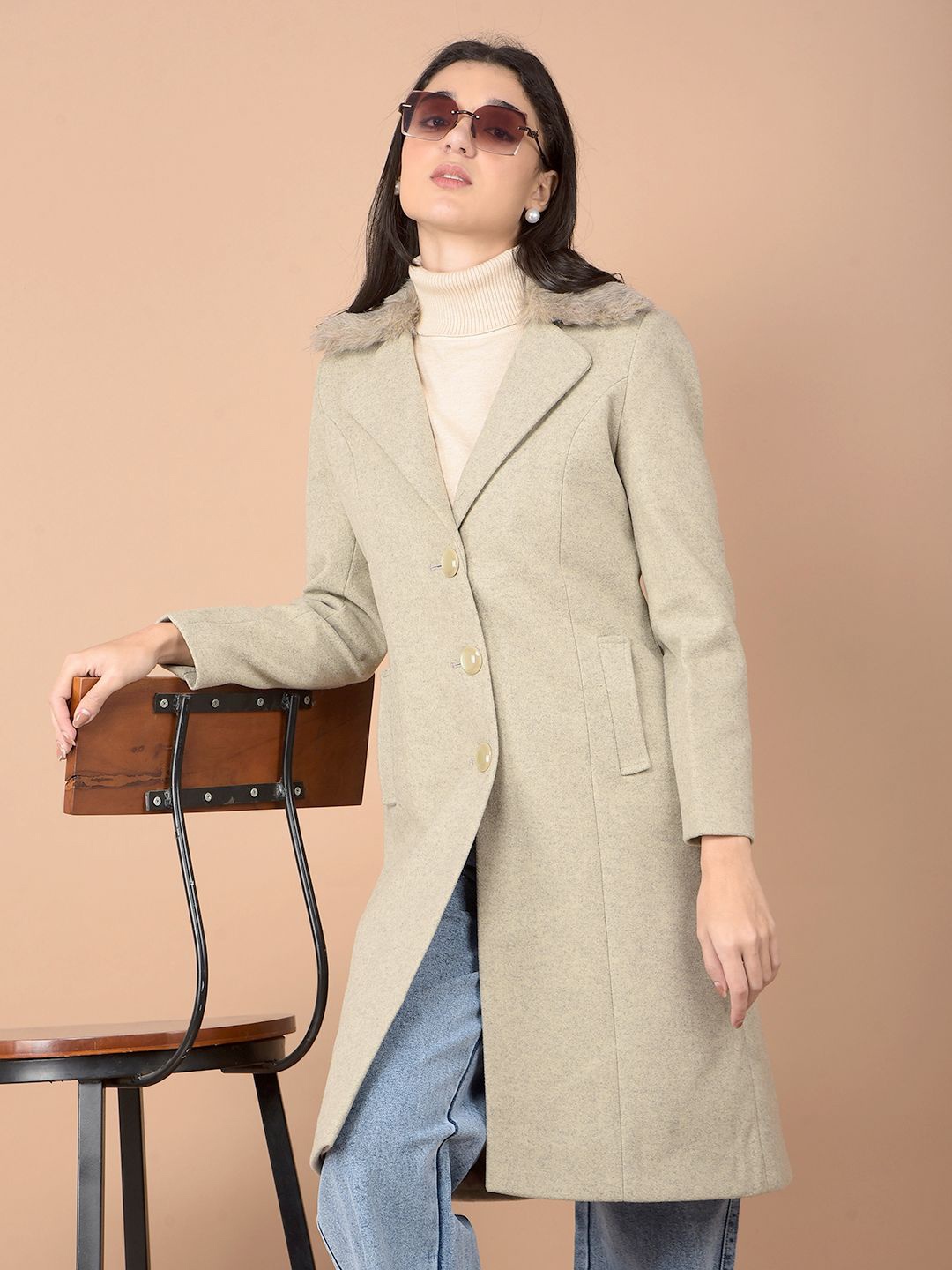 

Crimsoune Club Women Knee-Length Overcoat, Beige