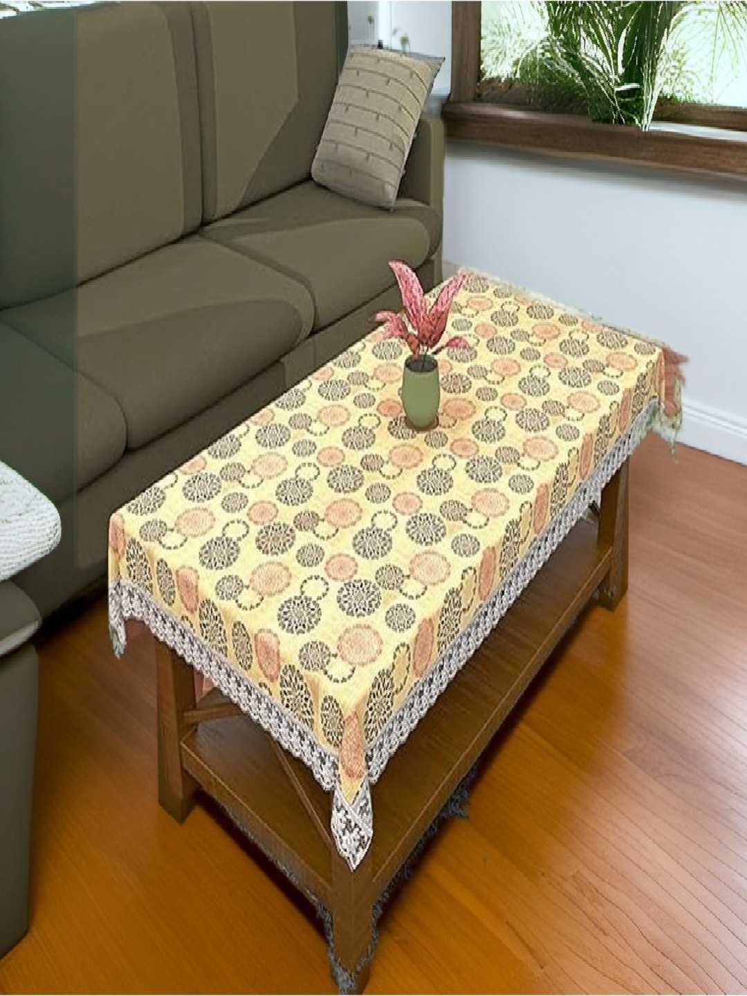 

REVEXO Yellow & Pink Geometric Printed Rectangle 4-Seater Table Cover