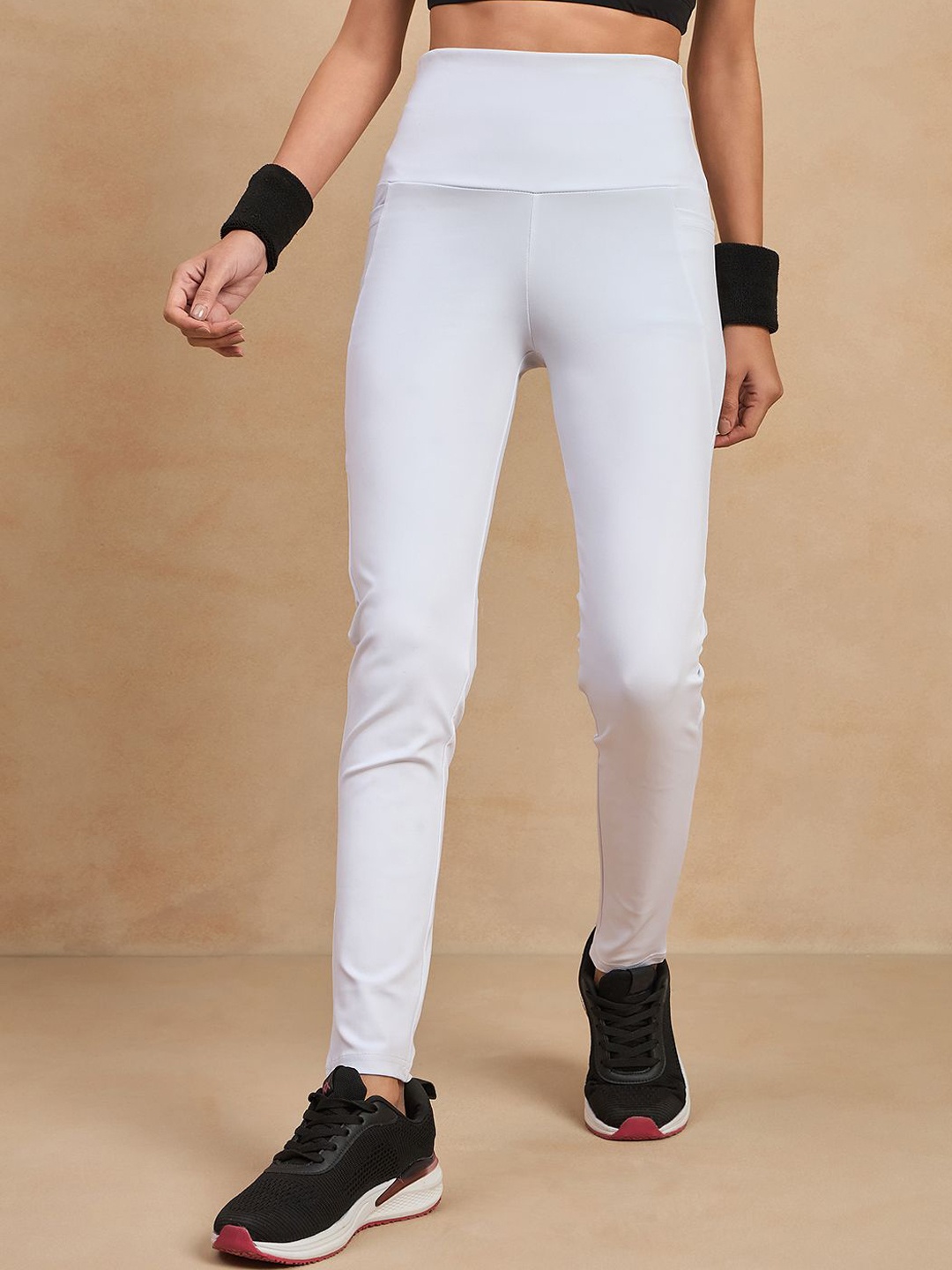 

COLOR CAPITAL Women Skin Fit Antimicrobial Sports Tights, White