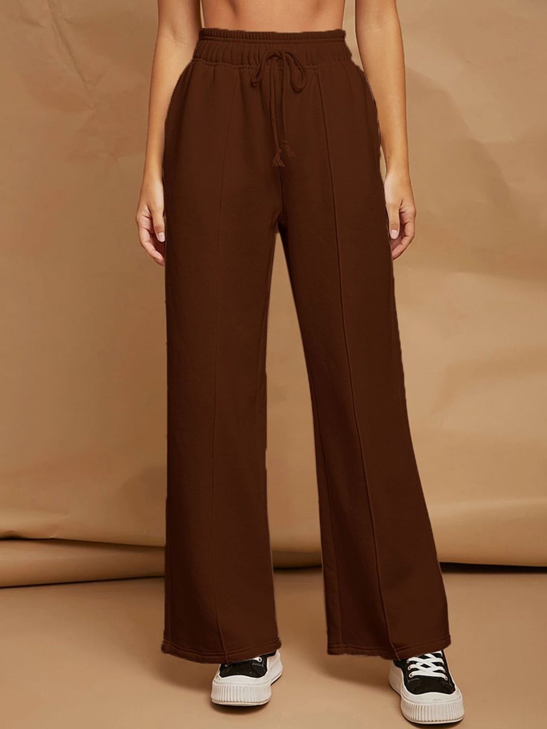 The Roadster Lifestyle Co. Women Oversized Wide Leg Korean Trousers, Brown