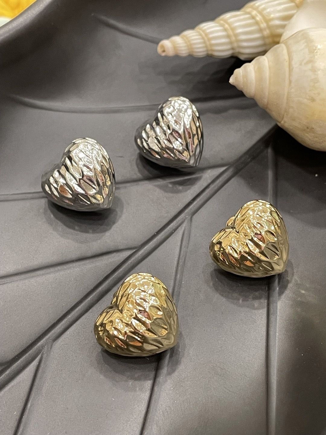 

Digital Dress Room Set Of 2 Heart Shaped Studs, Gold