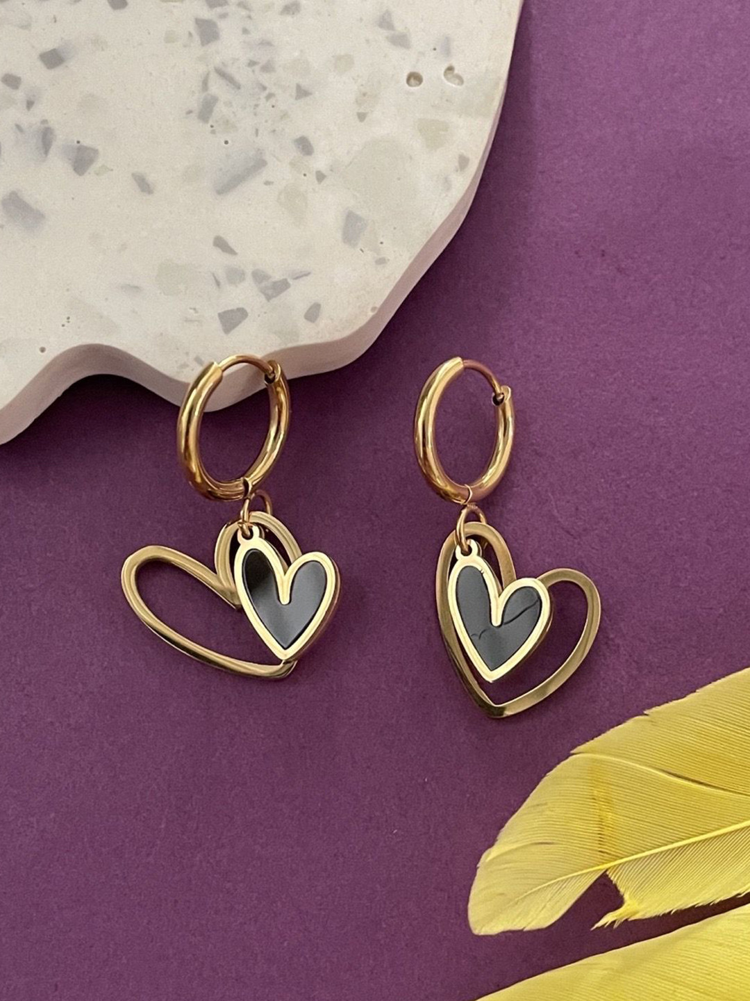 

Digital Dress Room Gold-Plated Heart Shaped Drop Earrings