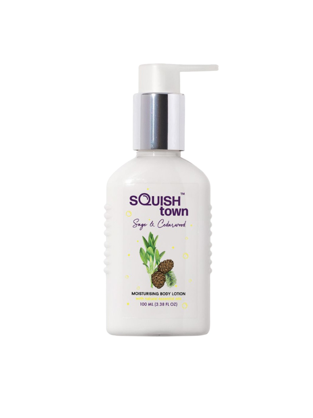 

Squish town Sage & Cedarwood Non-Sticky Moisturising Body Lotion - 100ml, White