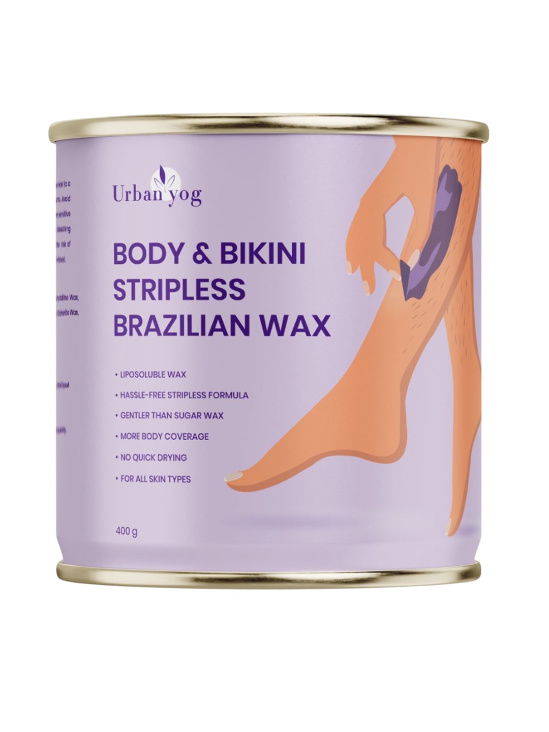 

URBANYOG Stripless Brazilian Liposoluble Body and Bikini Wax - 400g, Purple