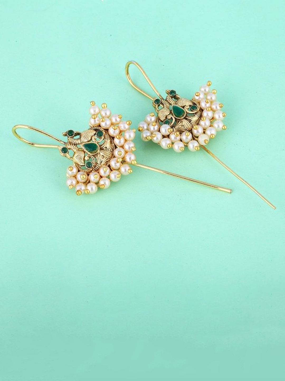 

Vighnaharta Gold-Plated Pearls Beaded Contemporary Ear Cuff Earrings