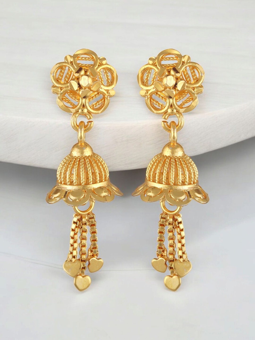

Vighnaharta Gold-Plated Allure Contemporary Jhumkas