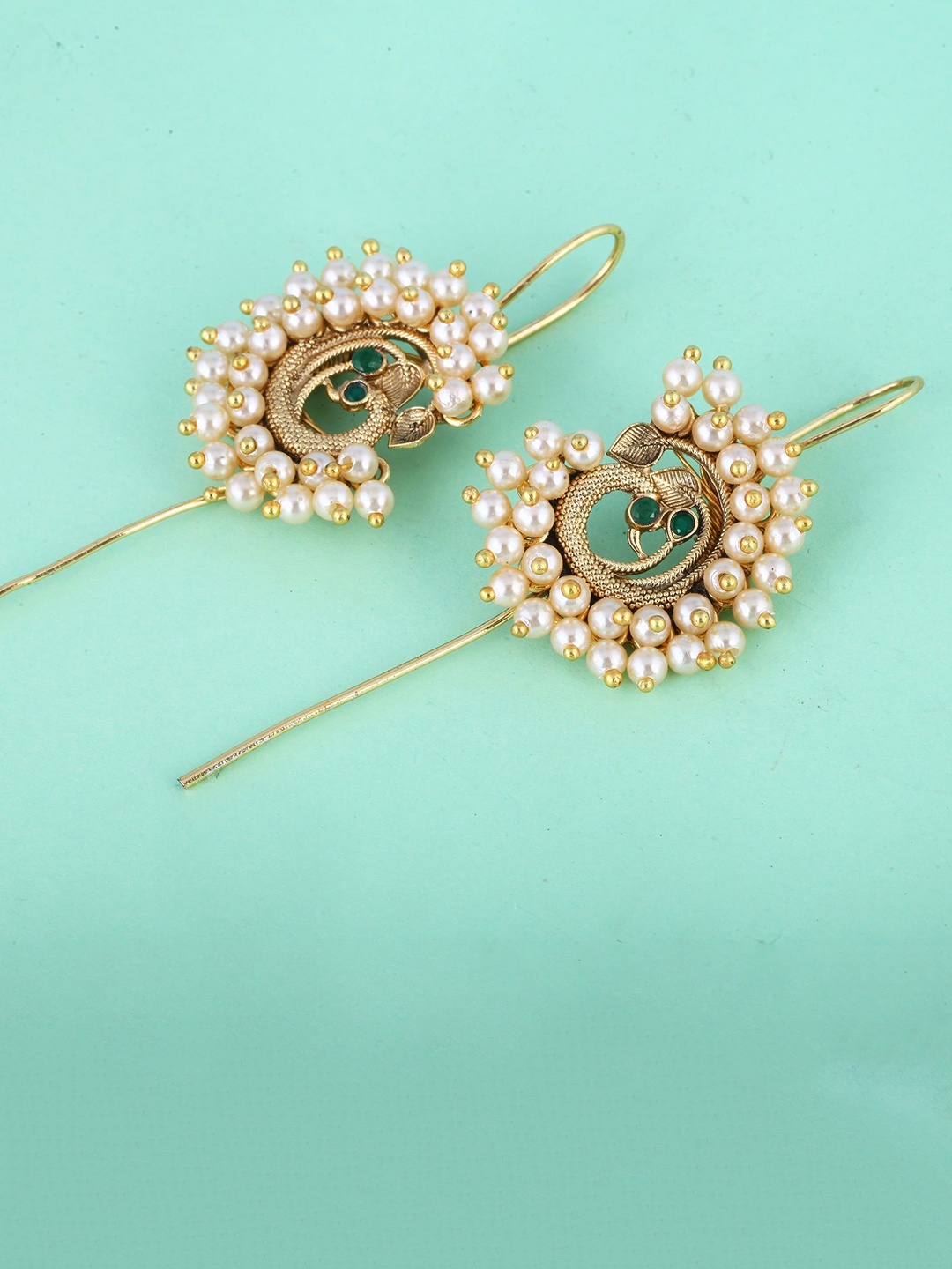 

Vighnaharta Gold-Plated Pearls Beaded Contemporary Ear Cuff Earrings