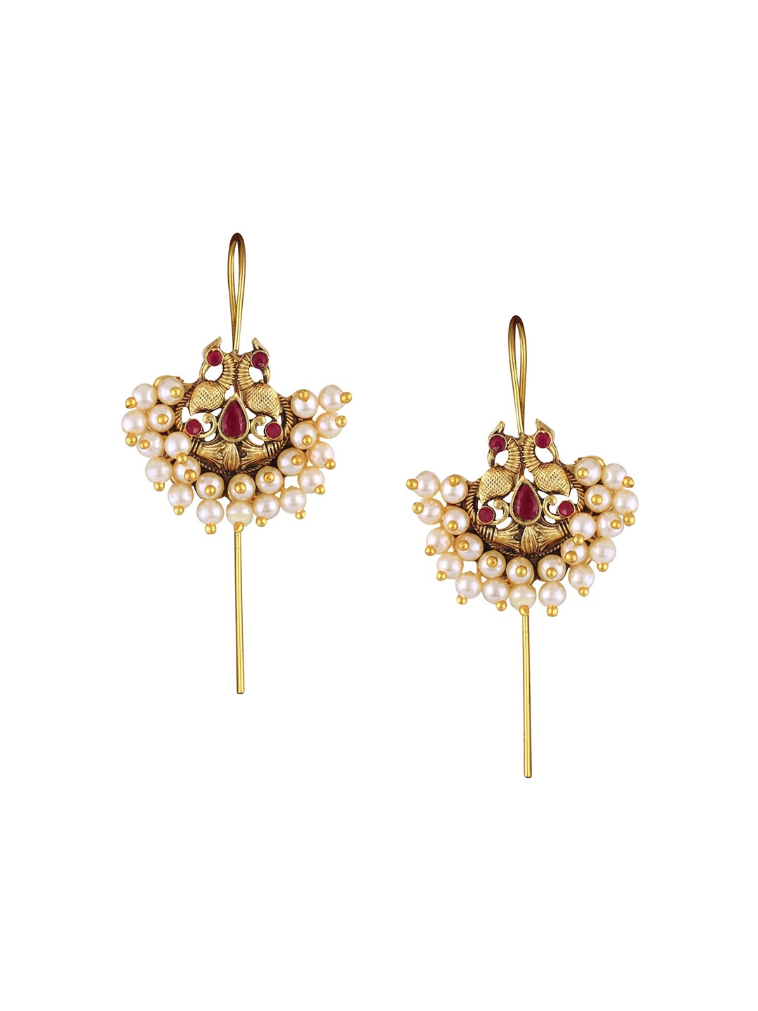 

Vighnaharta Gold-Plated Contemporary Pearls Studded Ear Cuff