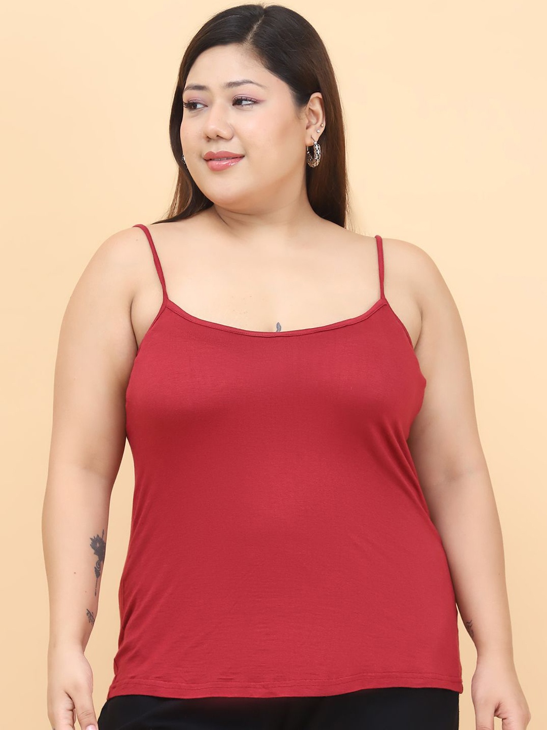 

theRebelinme Plus Size Non Padded Camisoles, Maroon