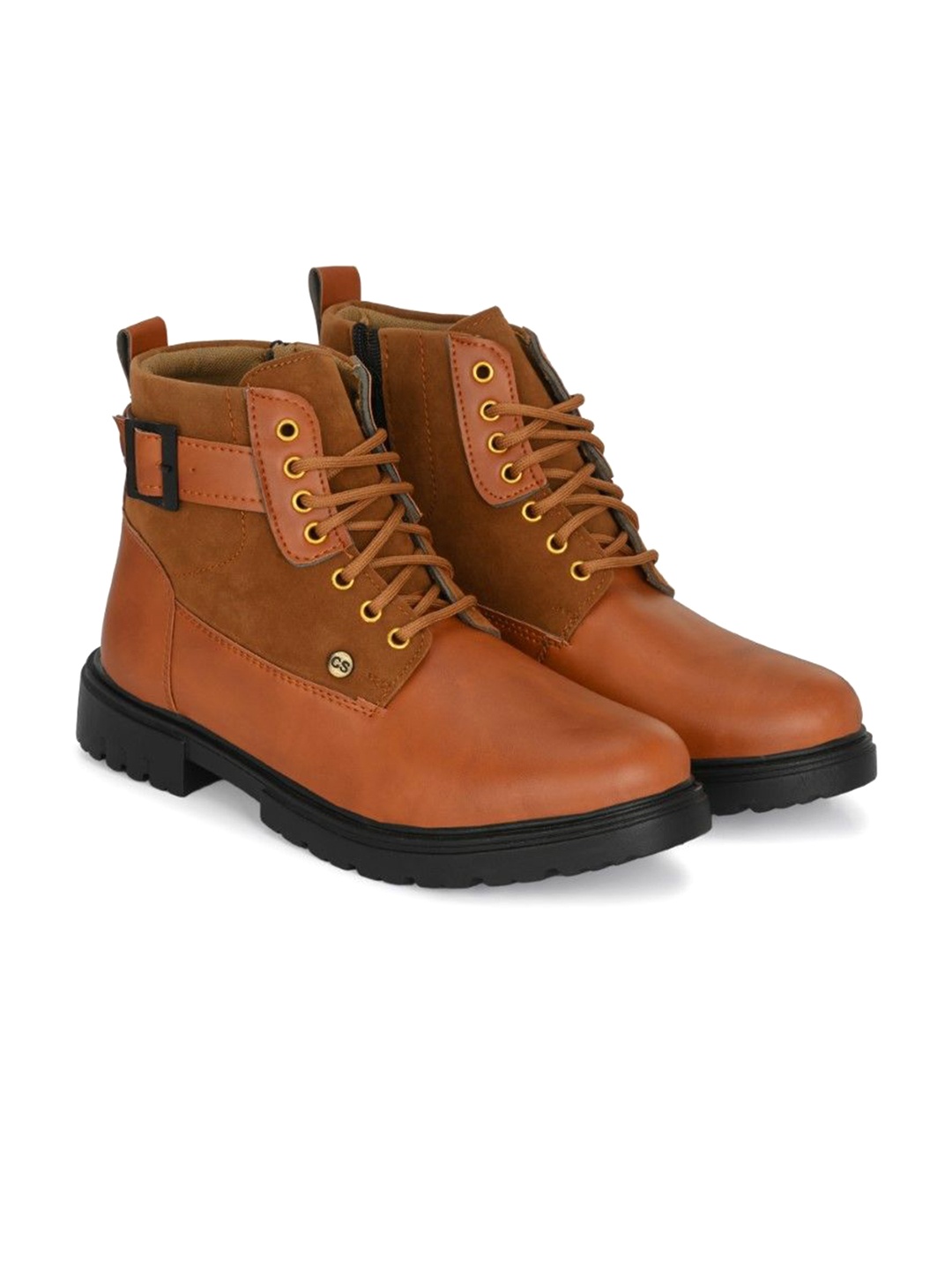 

Rising Wolf Men Round Toe Lace-Up Boots, Tan