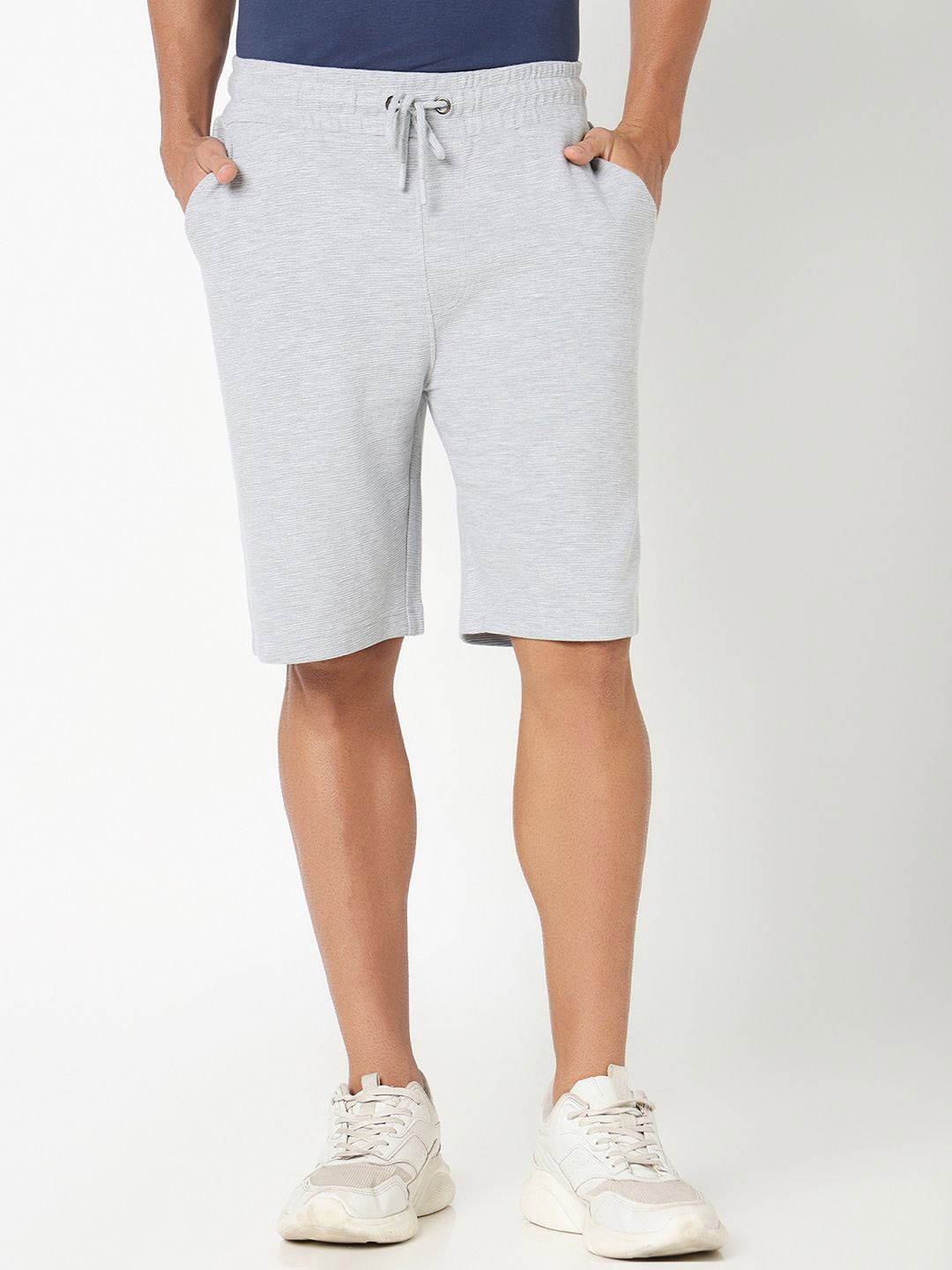 

R&B Men Regular Fit Mid-Rise Cotton Shorts, Grey