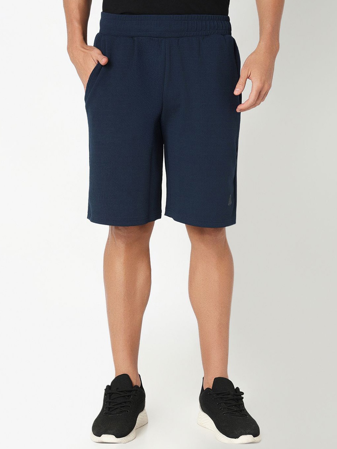 

R&B Men Self Design Slim Fit shorts, Blue