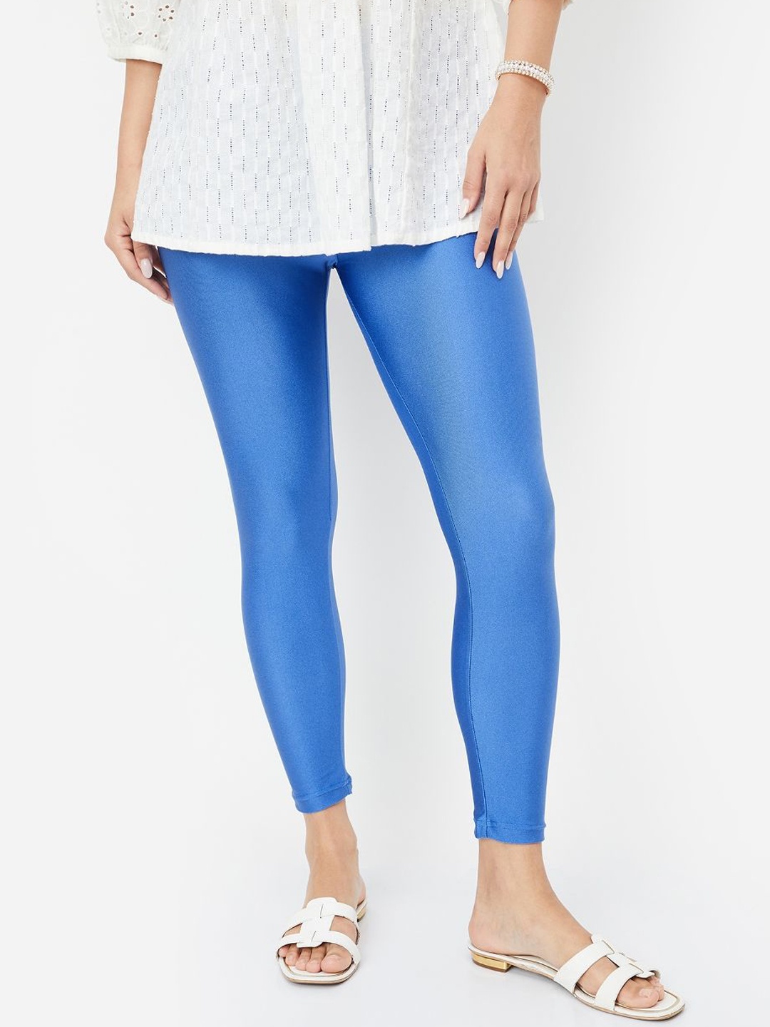 

max Women Mid-Rise Ankle-Length Leggings, Blue