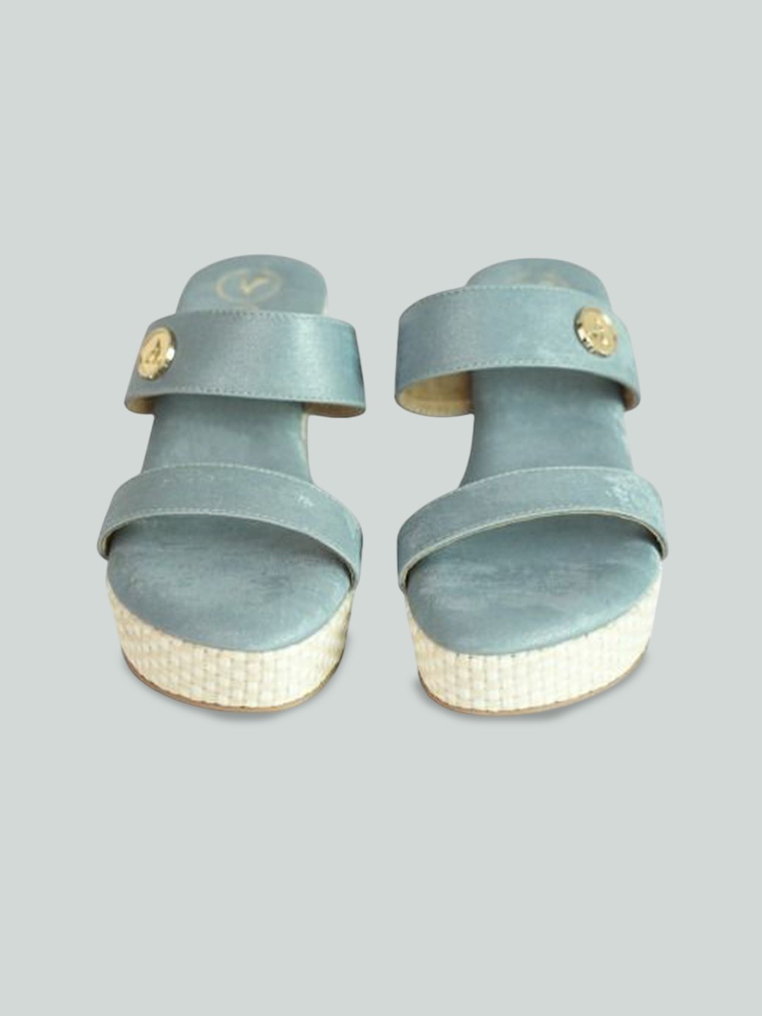 

Sana K Luxurious Footwear Women Striped Flatform Sandals, Blue