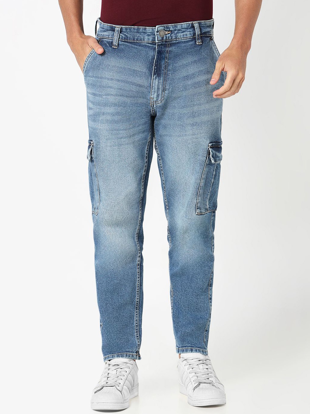 

R&B Men Relaxed Fit Cotton Heavy Fade Jeans, Blue