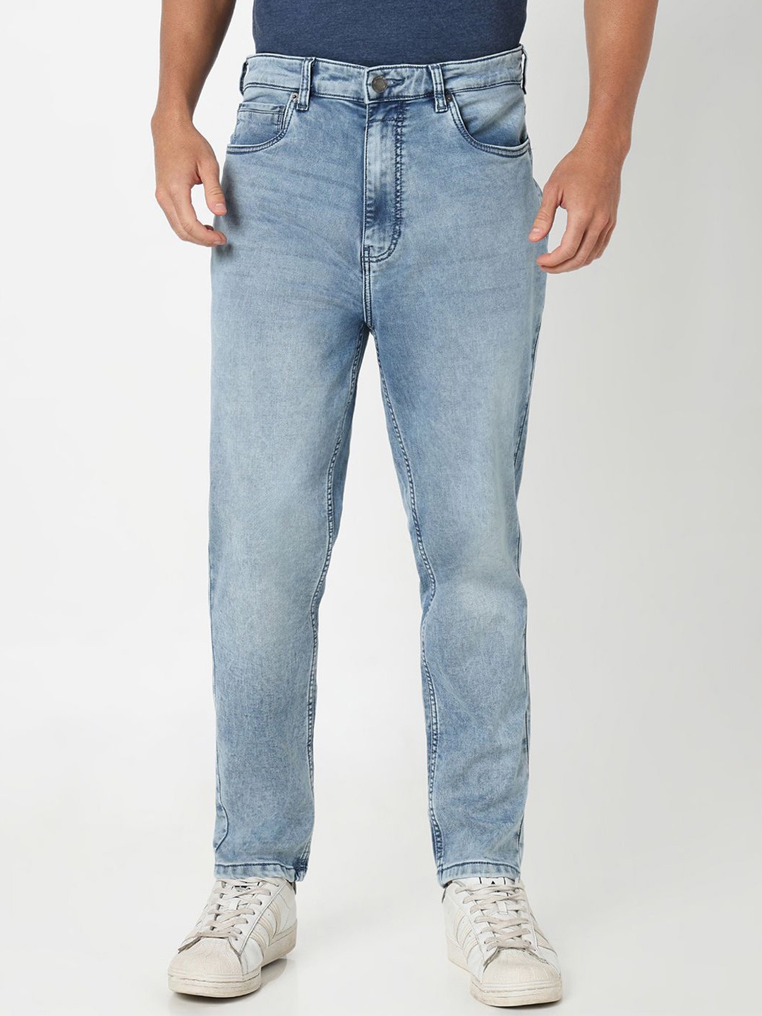 

R&B Men Slim Fit Clean Look Heavy Fade Jeans, Blue