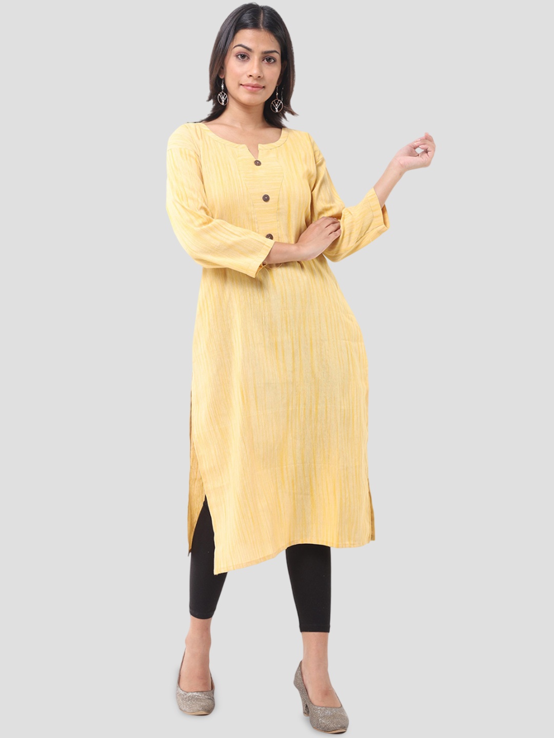 

DESHBANDHU DBK Notch Neck Pure Cotton Staright Kurta, Yellow