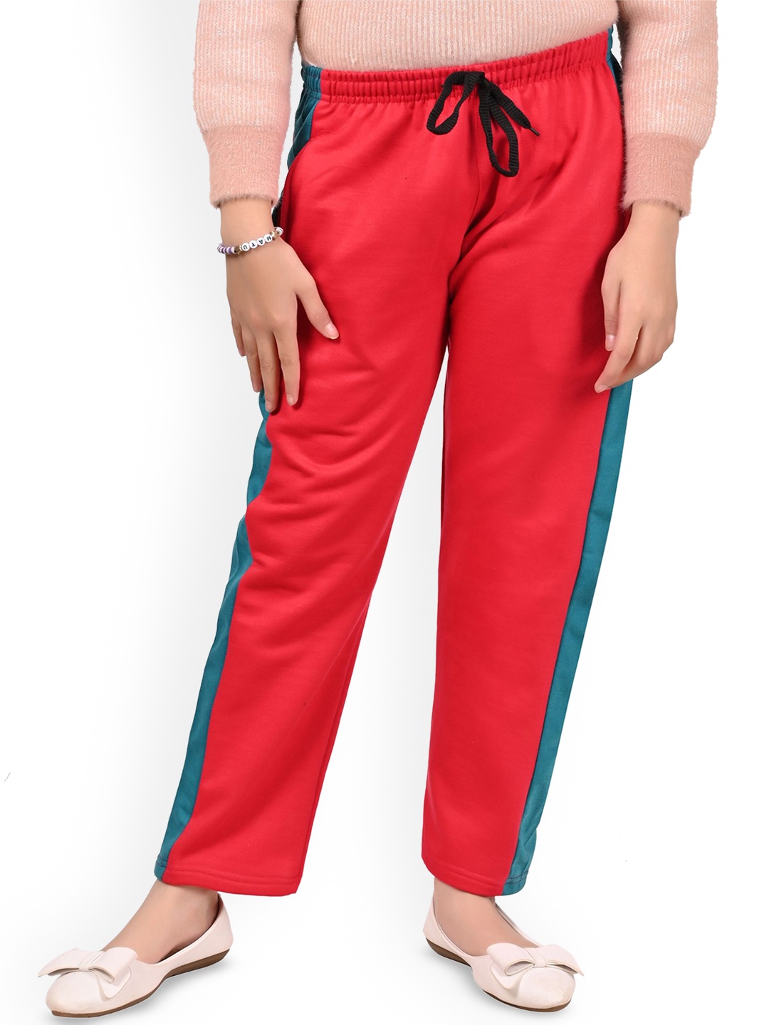 

BAESD Girls Colourblocked Mid Rise Track Pants, Red