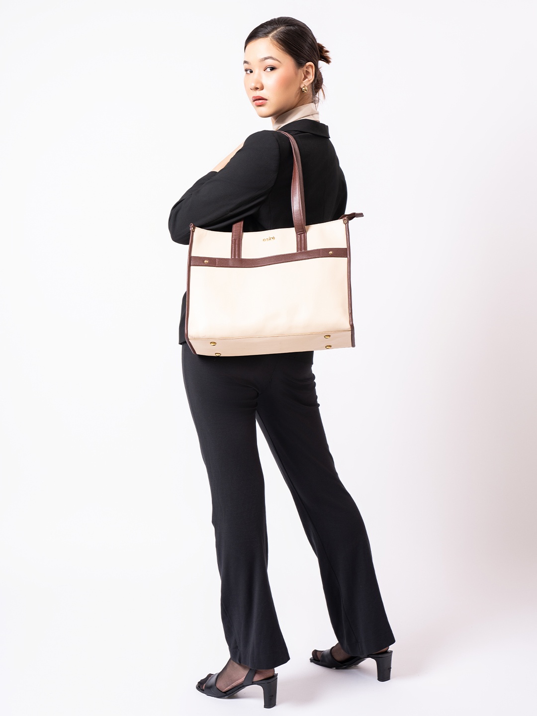 Eske Oversized Shopper Tote Bag, Off white