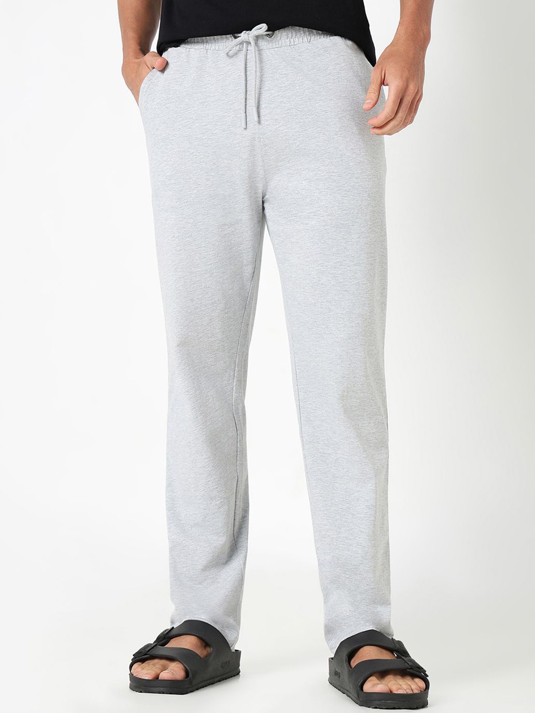 

R&B Men Cotton Track Pants, Grey melange