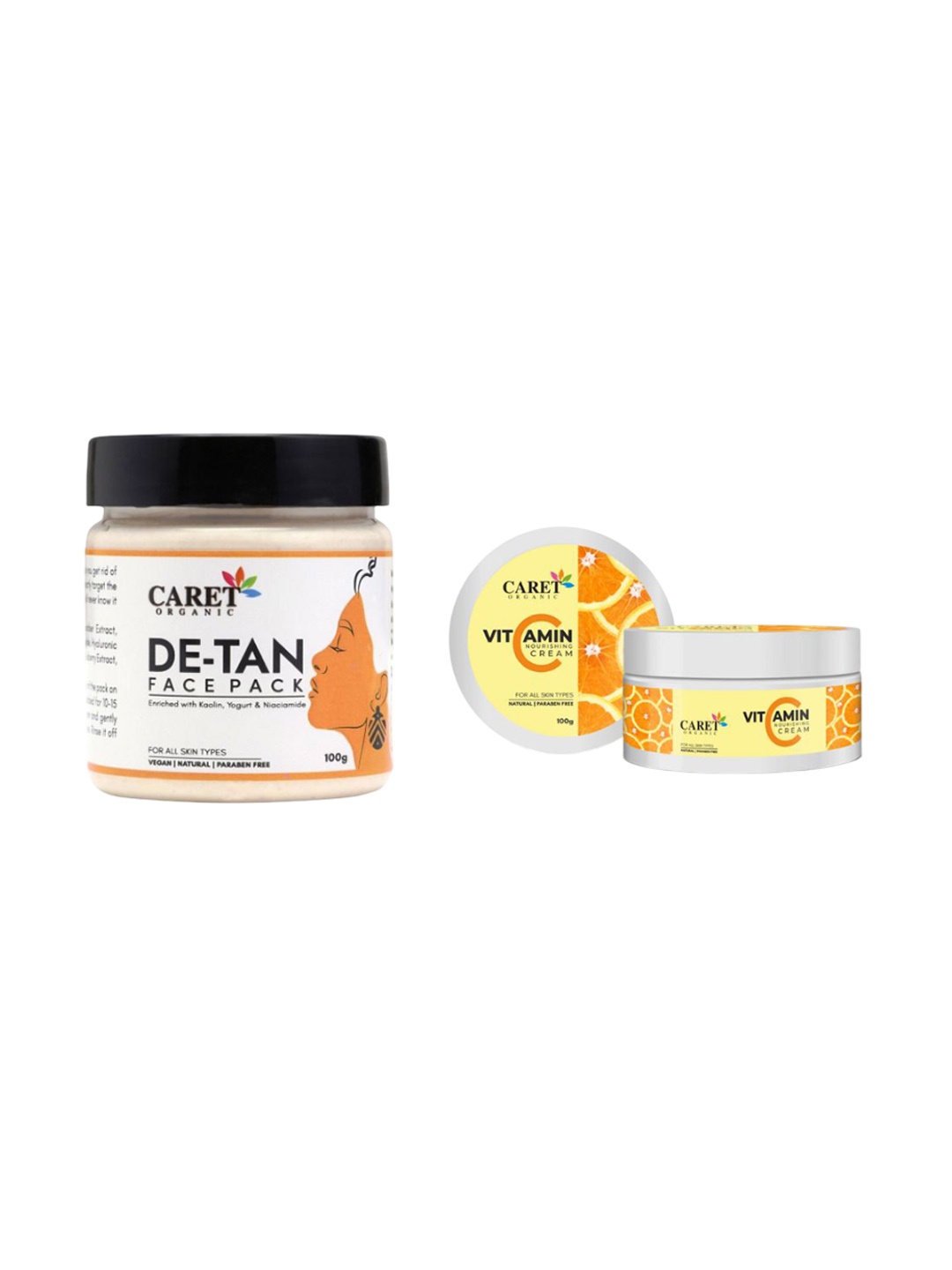 

CARET ORGANIC Set Of 2 De-Tan Face Pack With Vitamin C Nourishing Cream - 100 g Each, White