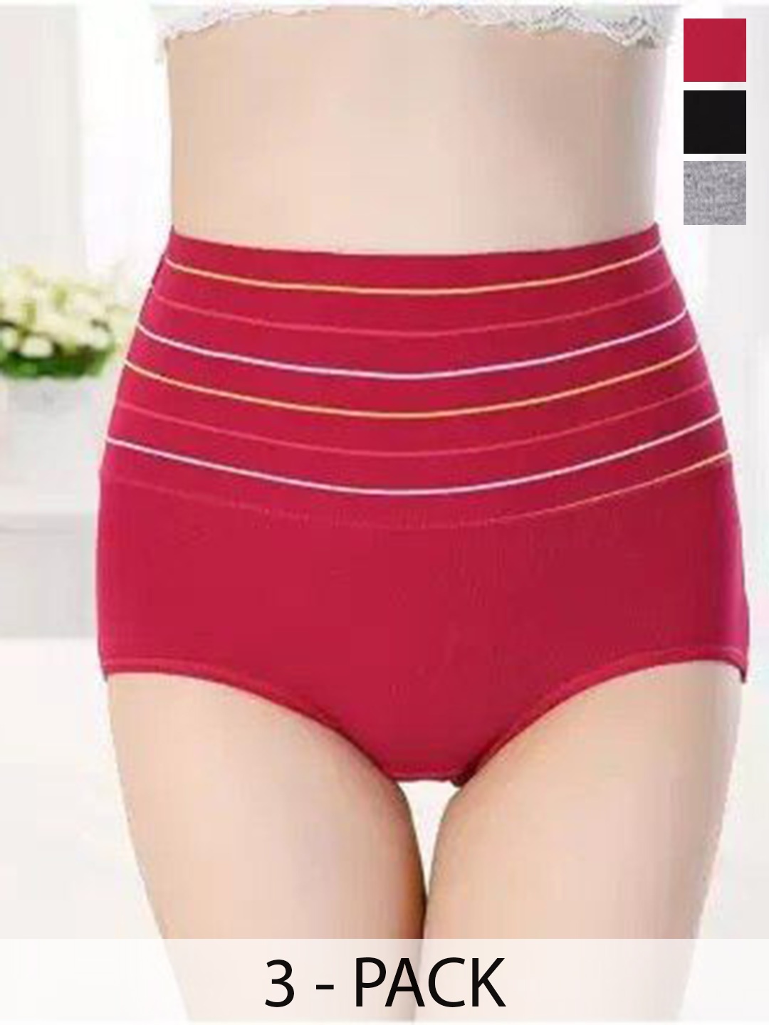 

SHREE GANESH FASHION Pack Of 3 Women High-Rise Hipster Briefs, Black