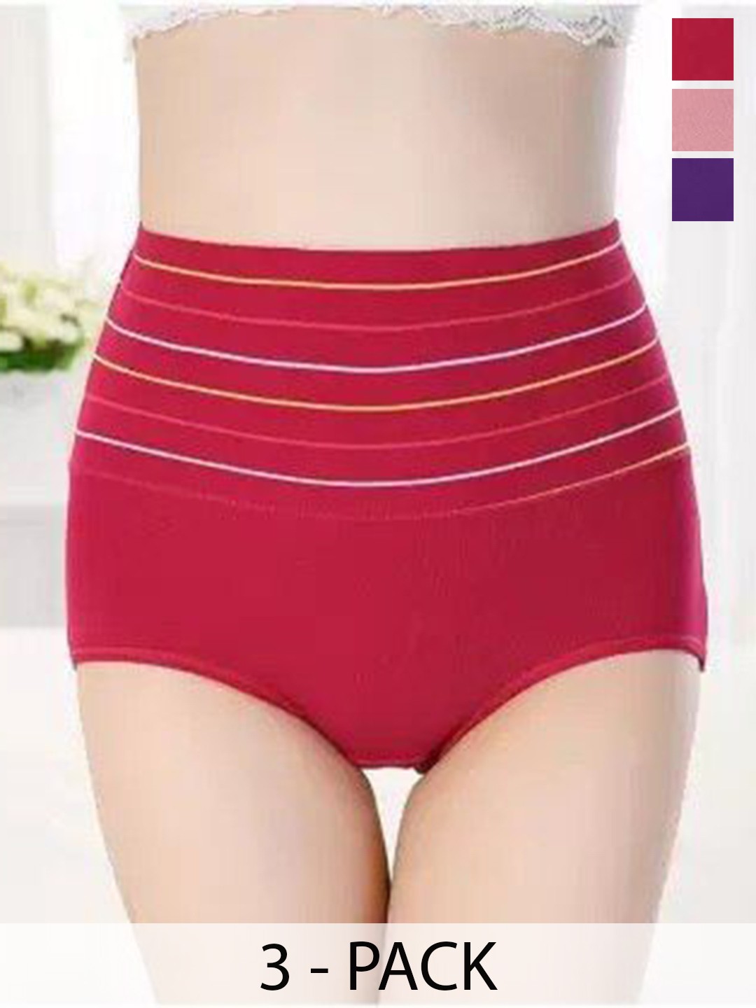 

SHREE GANESH FASHION Women Pack of 3 High-Rise Hipster Briefs 2076 LP-MR-PR 003 M, Pink