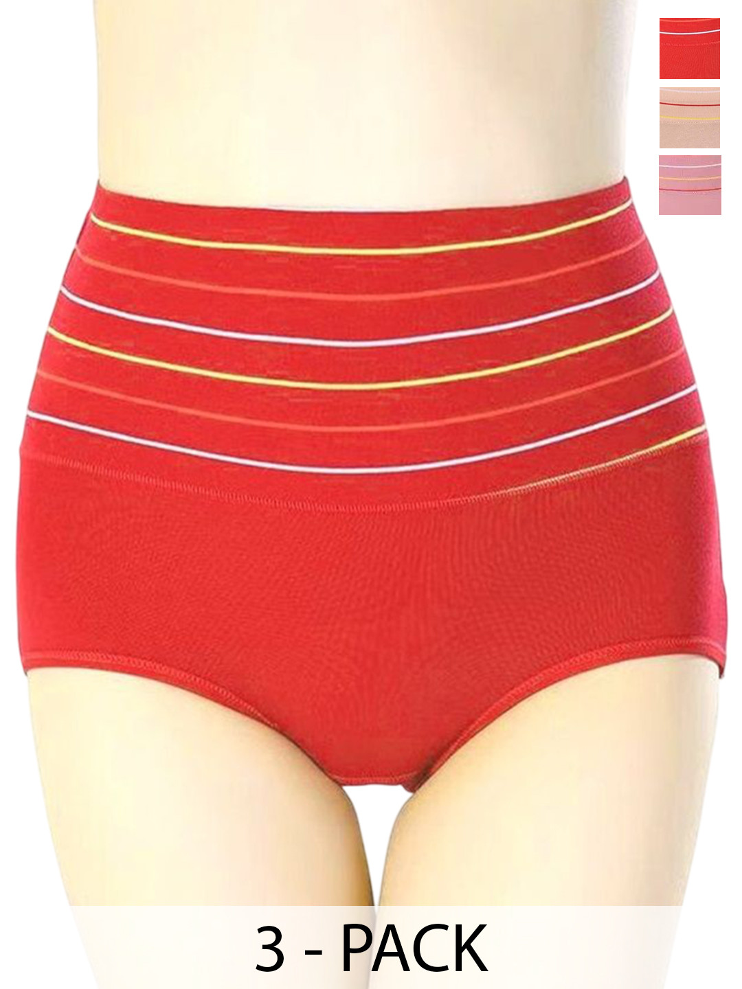 

SHREE GANESH FASHION Women Pack Of 3 High-Rise Hipster Briefs, Cream