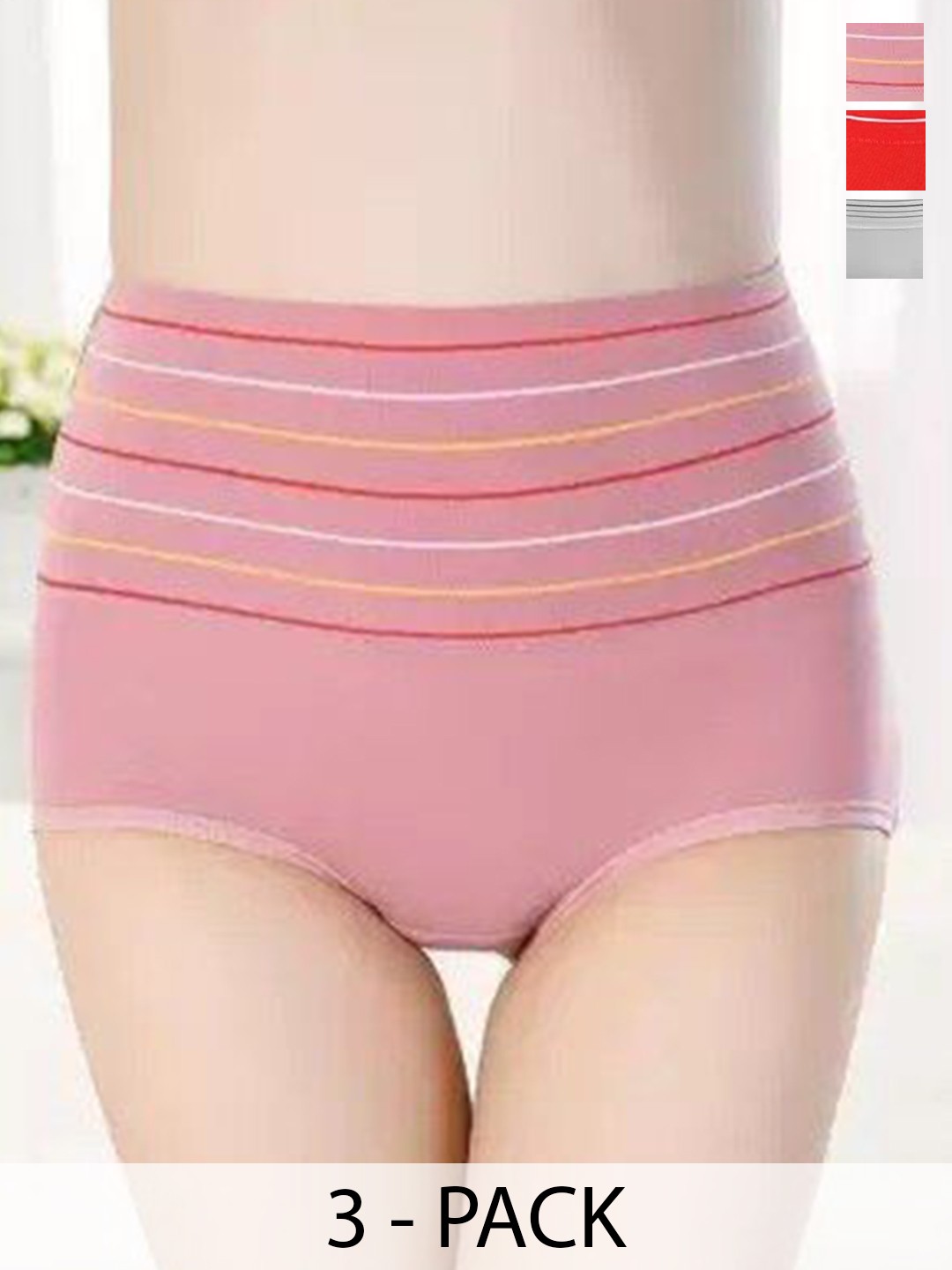 

SHREE GANESH FASHION Women Pack Of 3 High-Rise Hipster Briefs, Grey