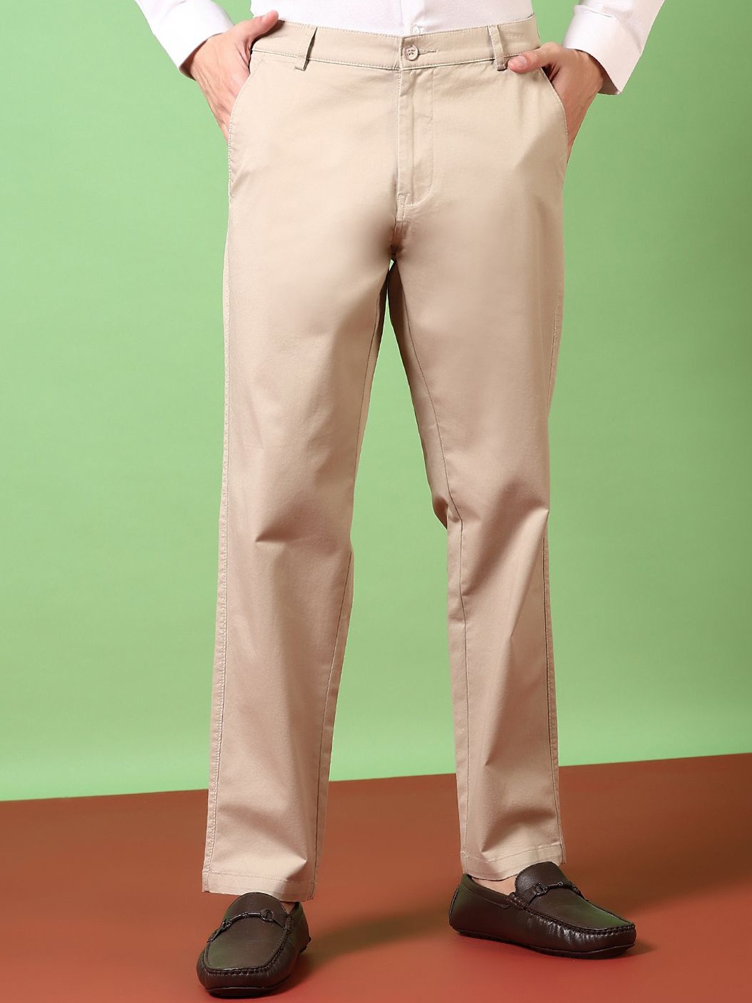 

V-Mart Men Regular Fit Casual Trousers, Beige