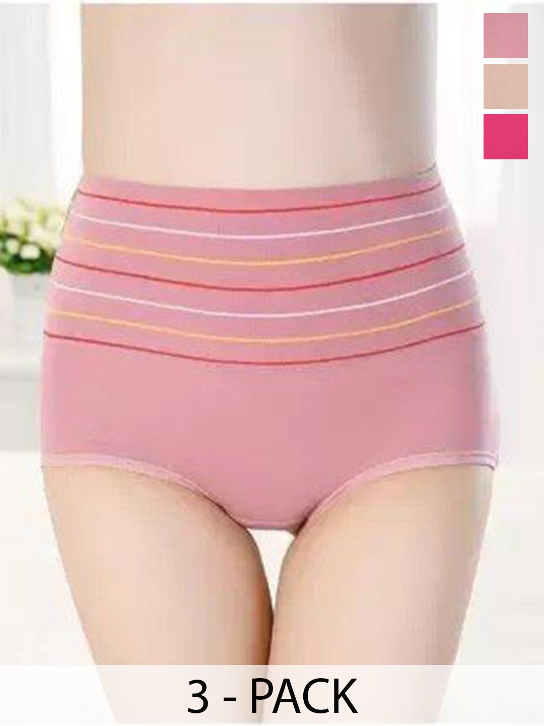 

SHREE GANESH FASHION Women Pack Of 3 High-Rise Hipster Briefs, Cream