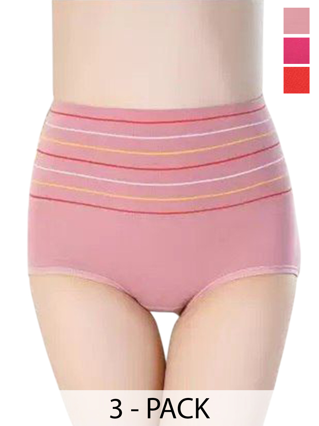 

SHREE GANESH FASHION Women Pack Of 3 High-Rise Hipster Briefs, Pink
