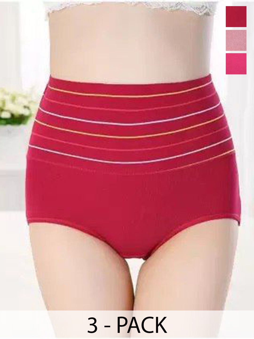 

SHREE GANESH FASHION Pack Of 3 High-Rise Hipster Briefs 2076 LP-MR-PK 003 M, Pink